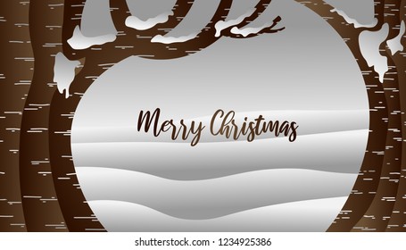 marry christmas day with pine trees, paper art