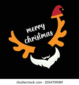 Marry christmas with deer and santa t shirt design