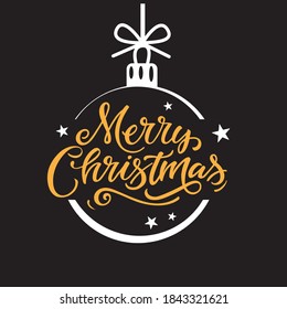 "Marry Christmas" greeting card. Vector Lettering celebration logo. Typography which is connected with winter holidays. Calligraphic poster on textured background. Postcard motive.