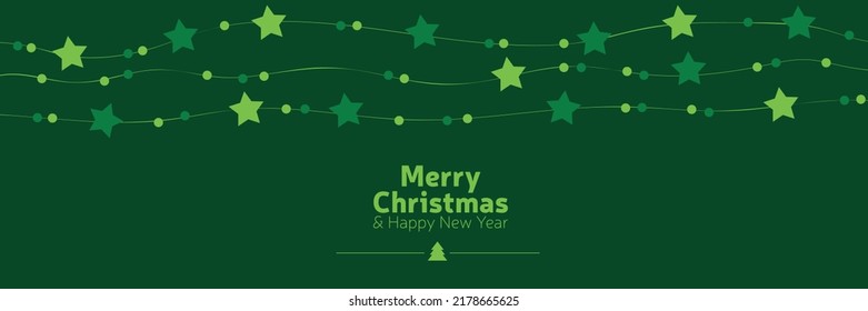 Marry Christmas and Happy new . Christmas stars horizontal design element for card. Vector illustration