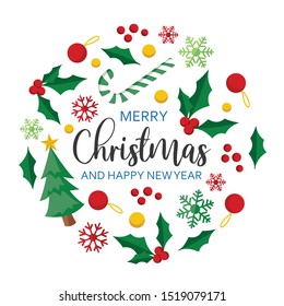 Marry Christmas and Happy New Year Vector Illustration