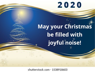 Marry christmas  and happy new year 2020 card blue