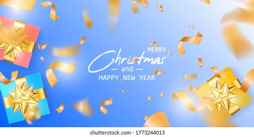 Marry Christmas and Happy New Year card. Christmas banner.
