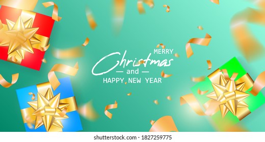 Marry Christmas and Happy New Year card. Christmas banner.