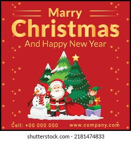 Marry Christmas And Happy New Year Social Media Design