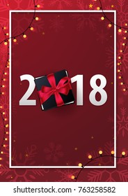 Marry Christmas and Happy New Year poster on red background. Vector illustration