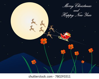 Marry Christmas and happy new year with Santa Claus on the sky 2
