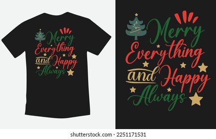 Marry Christmas and happy typography graphic t shirt design - quotes