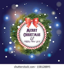 Marry Christmas and New Year greeting card - vector illustration. Sparkle background