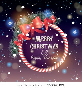 Marry Christmas and New Year greeting card - vector illustration. Sparkle background