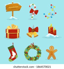 Marry Christmas and New Year set cartoon vector 