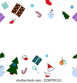 Marry Christmas pattern vector. X'mas day background for printing. Sock ,Giftbox, Christmas tree ,Snow boy , Snowflake and Red had of Santa Claus are component of picture. Christmas background.