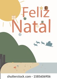 Marry Christmas in portuguese. Rio de Janeiro holidays vector.