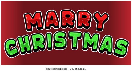 Marry Christmas Text Sticker. Text Effect. Vector Illustrations.
