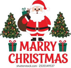 Marry Christmas T-Shirt Design Vector Illustration Art