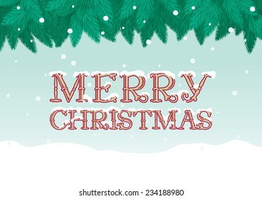 Marry christmas!  Vector Christmas background of inscription  "Merry Christmas", fir tree and snow 