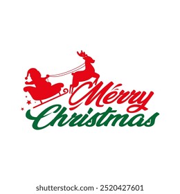 Marry Christmas writing logo combined with Santa Claus vector