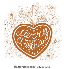 Marry Christmas-handdrawn typography design element. Vector lettering.