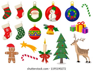 Marry Christmass vector set. Colorfull isolated objects