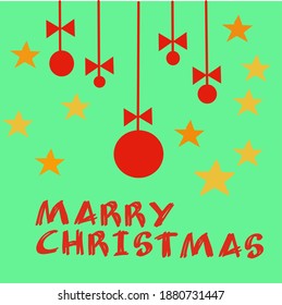 marry cristmast greeting vector with gorgeous hanging decoration and green screen background