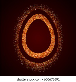 Marry Easter vector lettering card on dark background with gold abstract egg shape. EPS 10 vector illustration for greeting card, poster, banner, printing, flyer, blog, article, promotion.