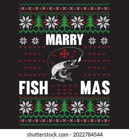 marry fish mas t shirt design, vector file.