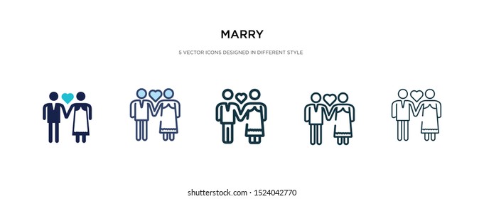 marry icon in different style vector illustration. two colored and black marry vector icons designed in filled, outline, line and stroke style can be used for web, mobile, ui