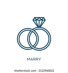 marry icon. Thin linear marry outline icon isolated on white background. Line vector marry sign, symbol for web and mobile