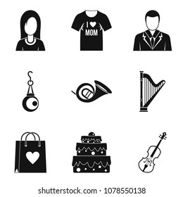 Marry icons set. Simple set of 9 marry vector icons for web isolated on white background