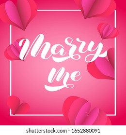 Marry me brush lettering. Vector stock illustration for poster