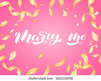 Marry me brush lettering. Vector stock illustration for poster