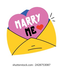 Marry me letter, flat style sticker 