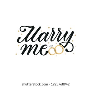 Marry me lettering vector illustration . Wedding invitation card design.