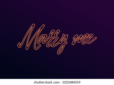 Marry me, Neon text design. Vector illustration.