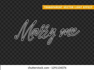 Marry me, Neon text design. Vector illustration.