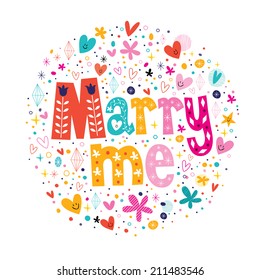 Marry me retro typography lettering decorative text design