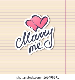 marry me, vector handwritten text