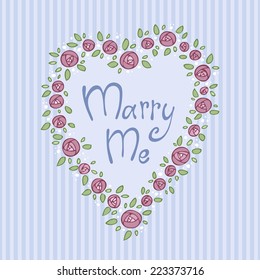 Marry me, vector handwritten text.Love and romantic illustration