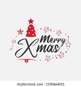 Marry X mas. Happy Christmas quote vector design