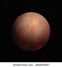 Mars - artistic vector illustration of red mars on starry background.