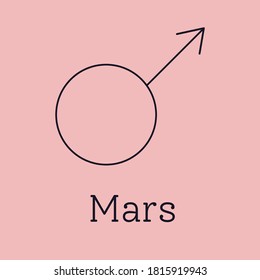 Mars astrological and zodiac symbol. Vector sign of planet domicile for print designs - calendar, poster, sky map, sticker 