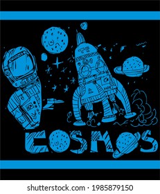 Mars astronaut space graphic design vector art
