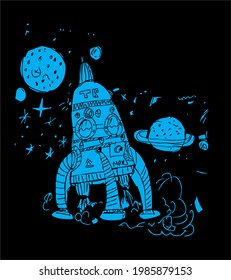 Mars astronaut space graphic design vector art