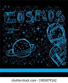 Mars astronaut space graphic design vector art