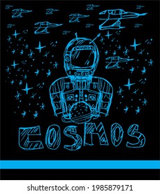 Mars astronaut space graphic design vector art