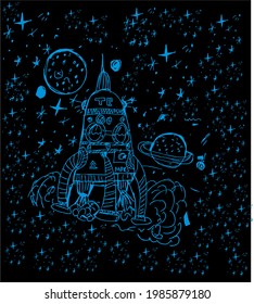 Mars astronaut space graphic design vector art