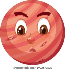 Mars cartoon character with naughty face expression on white background illustration