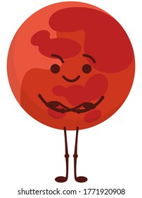 Mars in cartoon style. Cute space character.
