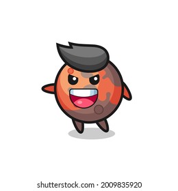 mars cartoon with very excited pose , cute style design for t shirt, sticker, logo element