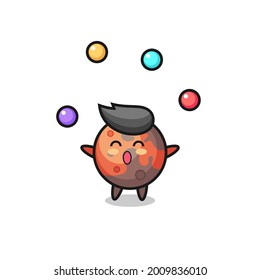 the mars circus cartoon juggling a ball , cute style design for t shirt, sticker, logo element